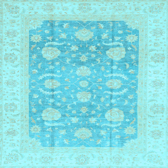 Square Machine Washable Oriental Light Blue Modern Rug, wshabs4035lblu