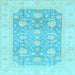 Square Machine Washable Oriental Light Blue Modern Rug, wshabs4035lblu