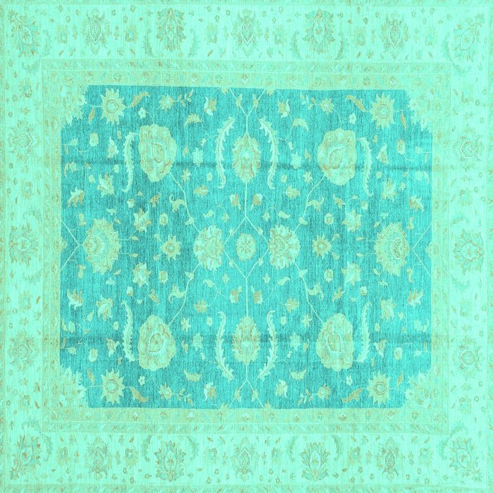 Square Machine Washable Oriental Turquoise Modern Area Rugs, wshabs4035turq