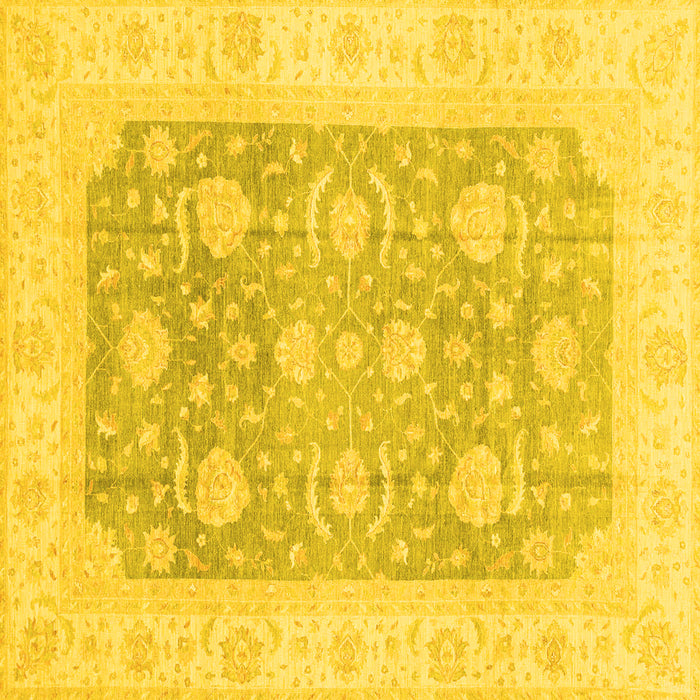 Square Machine Washable Oriental Yellow Modern Rug, wshabs4035yw