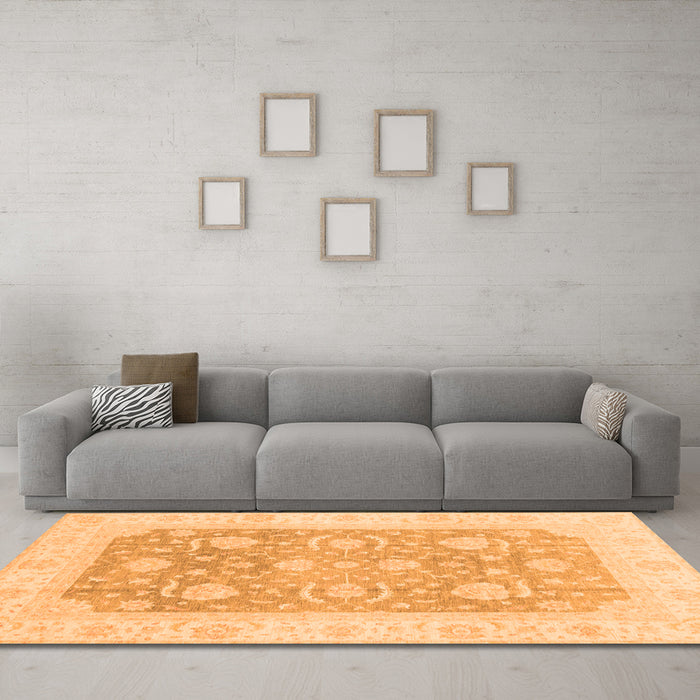 Machine Washable Oriental Orange Modern Area Rugs in a Living Room, wshabs4035org