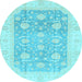 Round Oriental Light Blue Modern Rug, abs4035lblu