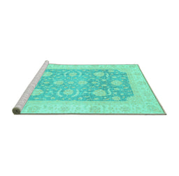Sideview of Machine Washable Oriental Turquoise Modern Area Rugs, wshabs4035turq