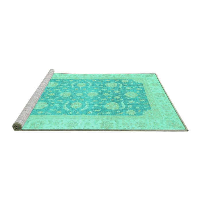 Sideview of Machine Washable Oriental Turquoise Modern Area Rugs, wshabs4035turq