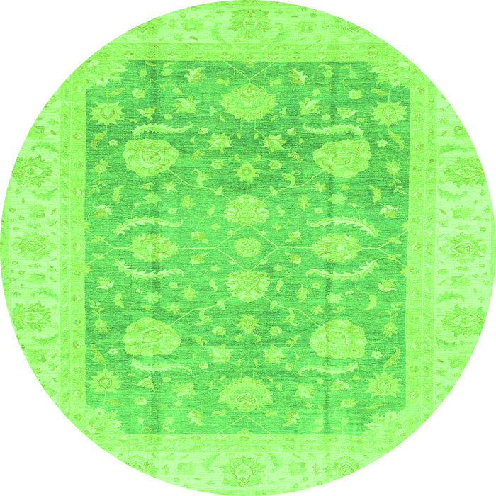 Round Machine Washable Oriental Green Modern Area Rugs, wshabs4035grn