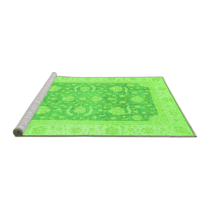 Sideview of Machine Washable Oriental Green Modern Area Rugs, wshabs4035grn