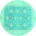 Round Oriental Turquoise Modern Rug, abs4035turq