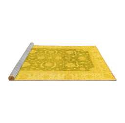 Sideview of Machine Washable Oriental Yellow Modern Rug, wshabs4035yw