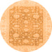 Round Machine Washable Oriental Orange Modern Area Rugs, wshabs4035org