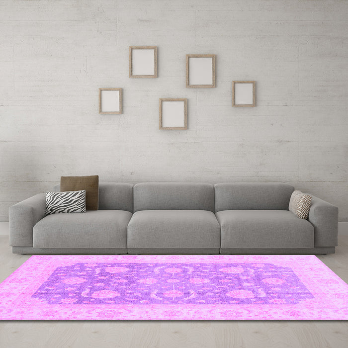 Machine Washable Oriental Purple Modern Area Rugs in a Living Room, wshabs4035pur