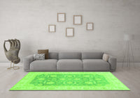 Machine Washable Oriental Green Modern Rug, wshabs4035grn