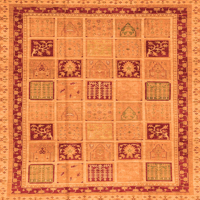 Square Machine Washable Oriental Orange Modern Area Rugs, wshabs4036org