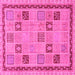 Square Machine Washable Oriental Pink Modern Rug, wshabs4036pnk