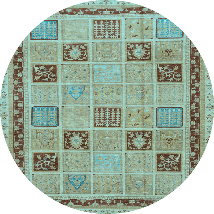 Round Oriental Light Blue Modern Rug, abs4036lblu
