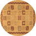 Round Machine Washable Oriental Brown Modern Rug, wshabs4036brn