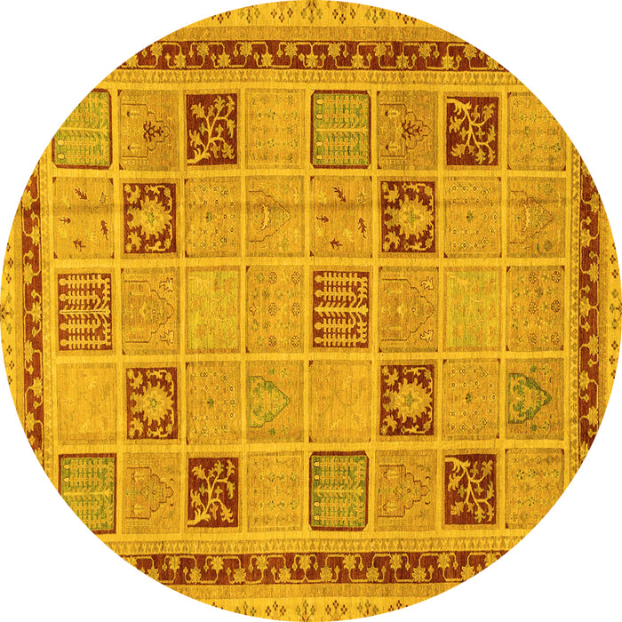 Round Oriental Yellow Modern Rug, abs4036yw