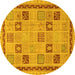 Round Oriental Yellow Modern Rug, abs4036yw