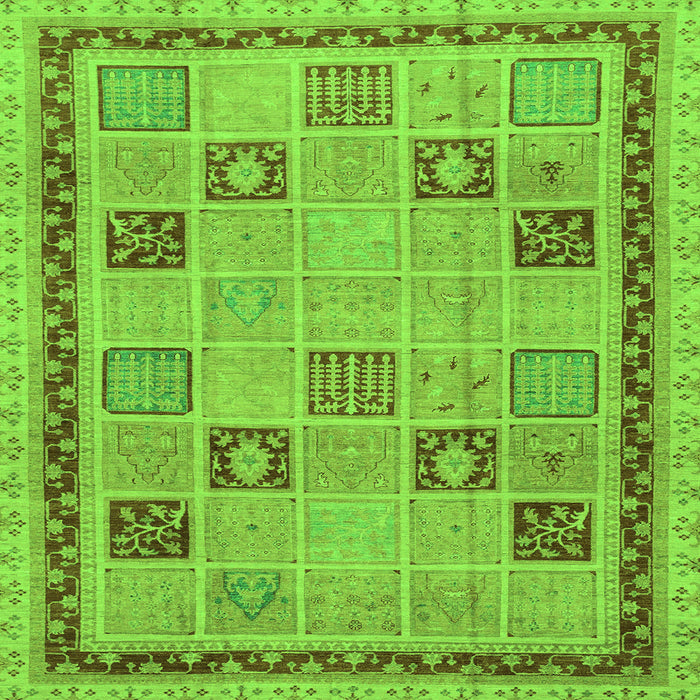 Square Machine Washable Oriental Green Modern Area Rugs, wshabs4036grn