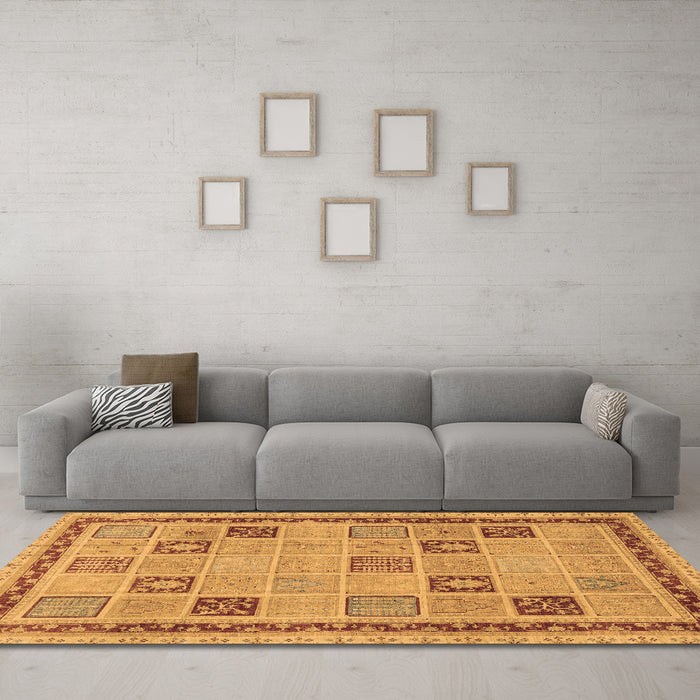 Machine Washable Oriental Brown Modern Rug in a Living Room,, wshabs4036brn