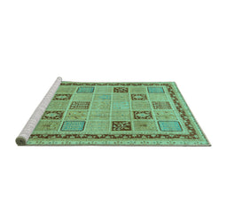 Sideview of Machine Washable Oriental Turquoise Modern Area Rugs, wshabs4036turq