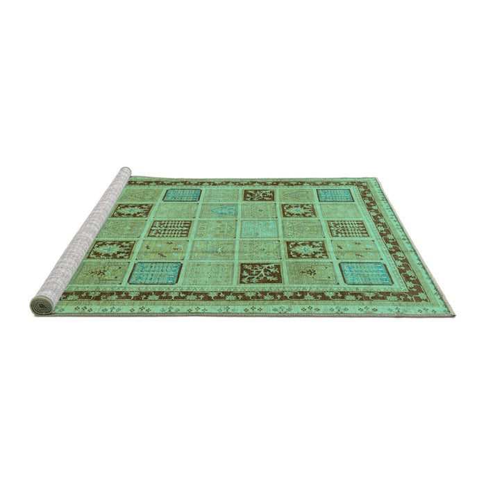 Sideview of Machine Washable Oriental Turquoise Modern Area Rugs, wshabs4036turq