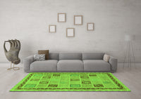 Machine Washable Oriental Green Modern Rug, wshabs4036grn