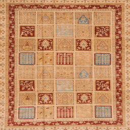 Square Machine Washable Abstract Orange Rug, wshabs4036