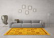 Machine Washable Oriental Yellow Modern Rug in a Living Room, wshabs4036yw