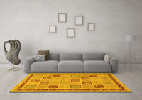 Machine Washable Oriental Yellow Modern Rug, wshabs4036yw