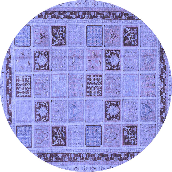 Round Machine Washable Oriental Blue Modern Rug, wshabs4036blu