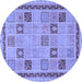 Round Machine Washable Oriental Blue Modern Rug, wshabs4036blu