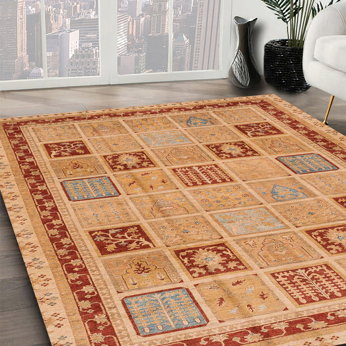 Machine Washable Abstract Orange Rug in a Family Room, wshabs4036