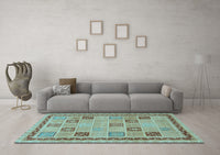 Machine Washable Oriental Light Blue Modern Rug, wshabs4036lblu