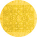 Round Oriental Yellow Modern Rug, abs4037yw