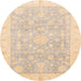 Round Machine Washable Abstract Brown Sugar Brown Rug, wshabs4037