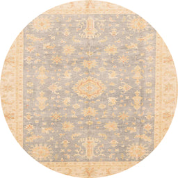 Round Abstract Brown Oriental Rug, abs4037
