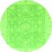 Round Oriental Green Modern Rug, abs4037grn