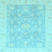 Square Machine Washable Oriental Light Blue Modern Rug, wshabs4037lblu