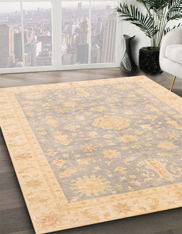 Abstract Brown Oriental Rug in Family Room, abs4037