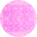 Round Oriental Pink Modern Rug, abs4037pnk