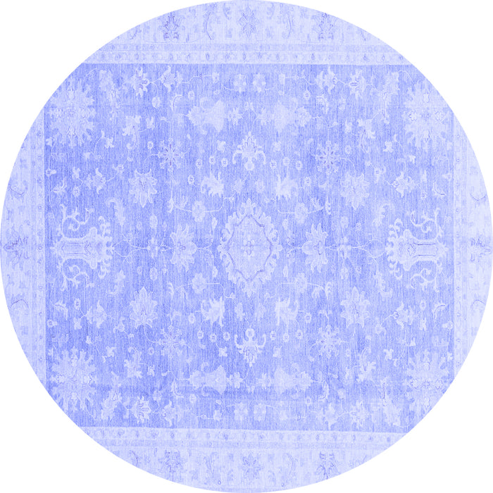 Round Machine Washable Oriental Blue Modern Rug, wshabs4037blu