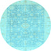 Round Oriental Light Blue Modern Rug, abs4037lblu