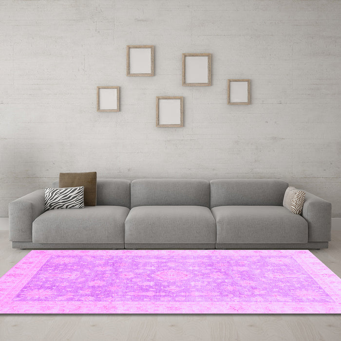 Machine Washable Oriental Purple Modern Area Rugs in a Living Room, wshabs4037pur