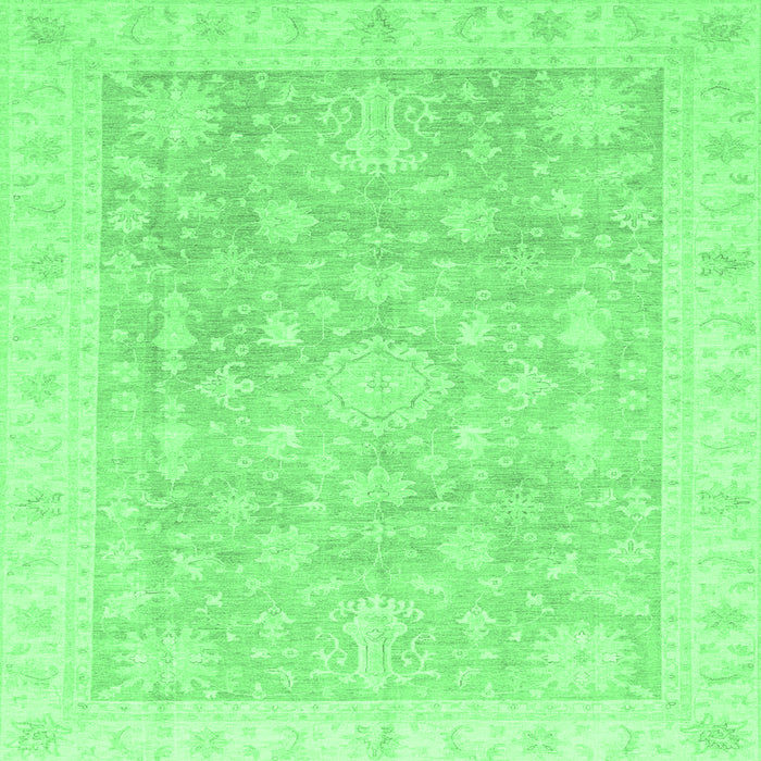 Square Machine Washable Oriental Emerald Green Modern Area Rugs, wshabs4037emgrn