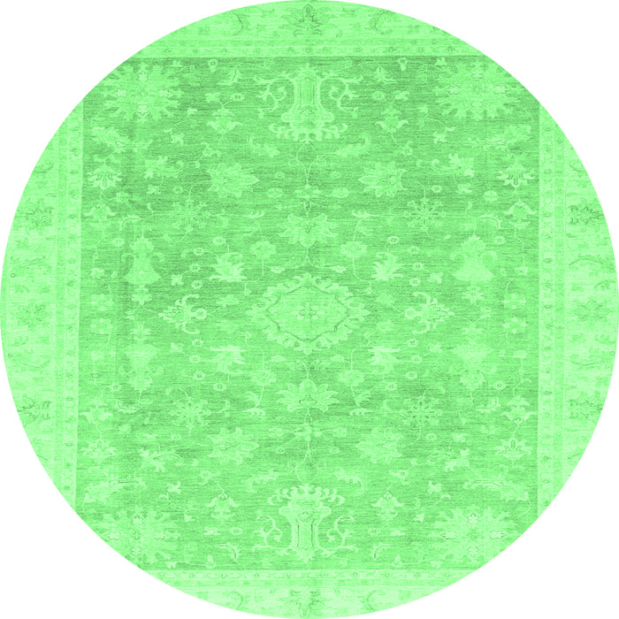 Round Machine Washable Oriental Emerald Green Modern Area Rugs, wshabs4037emgrn