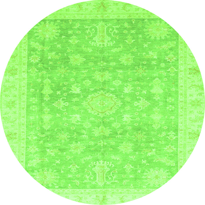 Round Machine Washable Oriental Green Modern Area Rugs, wshabs4037grn