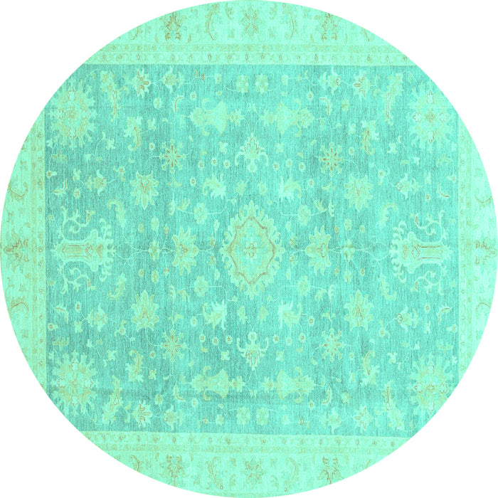 Round Oriental Turquoise Modern Rug, abs4037turq
