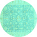 Round Oriental Turquoise Modern Rug, abs4037turq