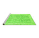 Sideview of Machine Washable Oriental Green Modern Area Rugs, wshabs4037grn