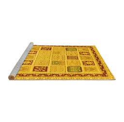 Sideview of Machine Washable Oriental Yellow Modern Rug, wshabs4038yw